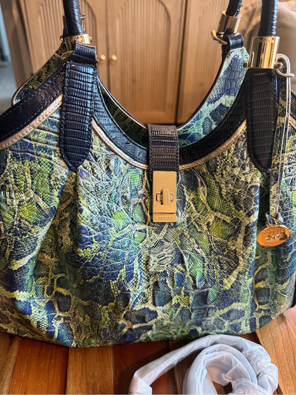 Brahmin Celia Green Viper Mackay Bag Green in Genuine Leather - Picture 10 of 15
